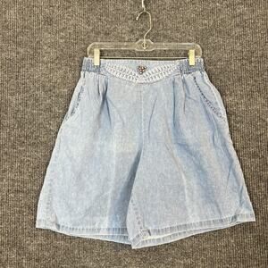 Vintage Laurante Italy Womens Pull On High Rise Denim Shorts Size 14 Cottage